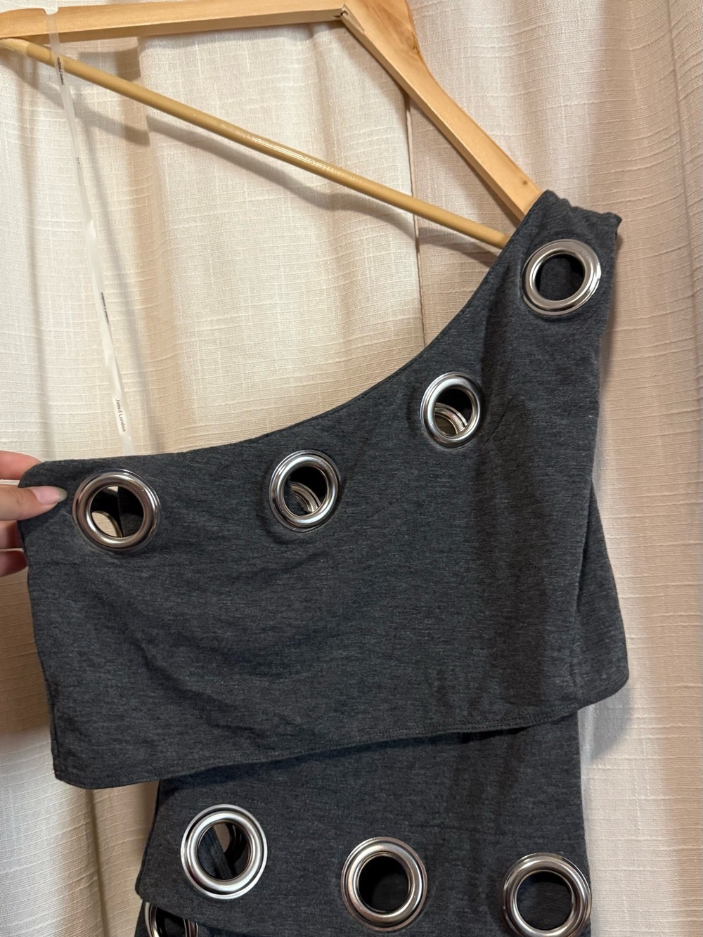 Jaded London Charcoal One-Shoulder Mini Dress with Grommet Cutouts - Picture 4 of 6
